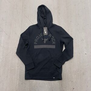Under Armour Project Rock Men's Hoodie Black Pullover Sweatshirt Size Small